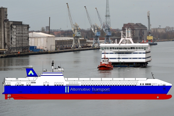 Ro-ro Meleq zwodowany w Flensburgu otrzymał nadbudówkę z Gdańska