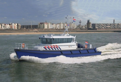 Kadłuby holenderskich policyjnych statków patrolowych ze stoczni Damen z...