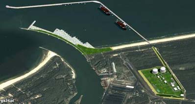 Tak ma wyglądać terminal LNG wraz z falochronami, stanowiskami dla gazowców, miejscem schronienia.