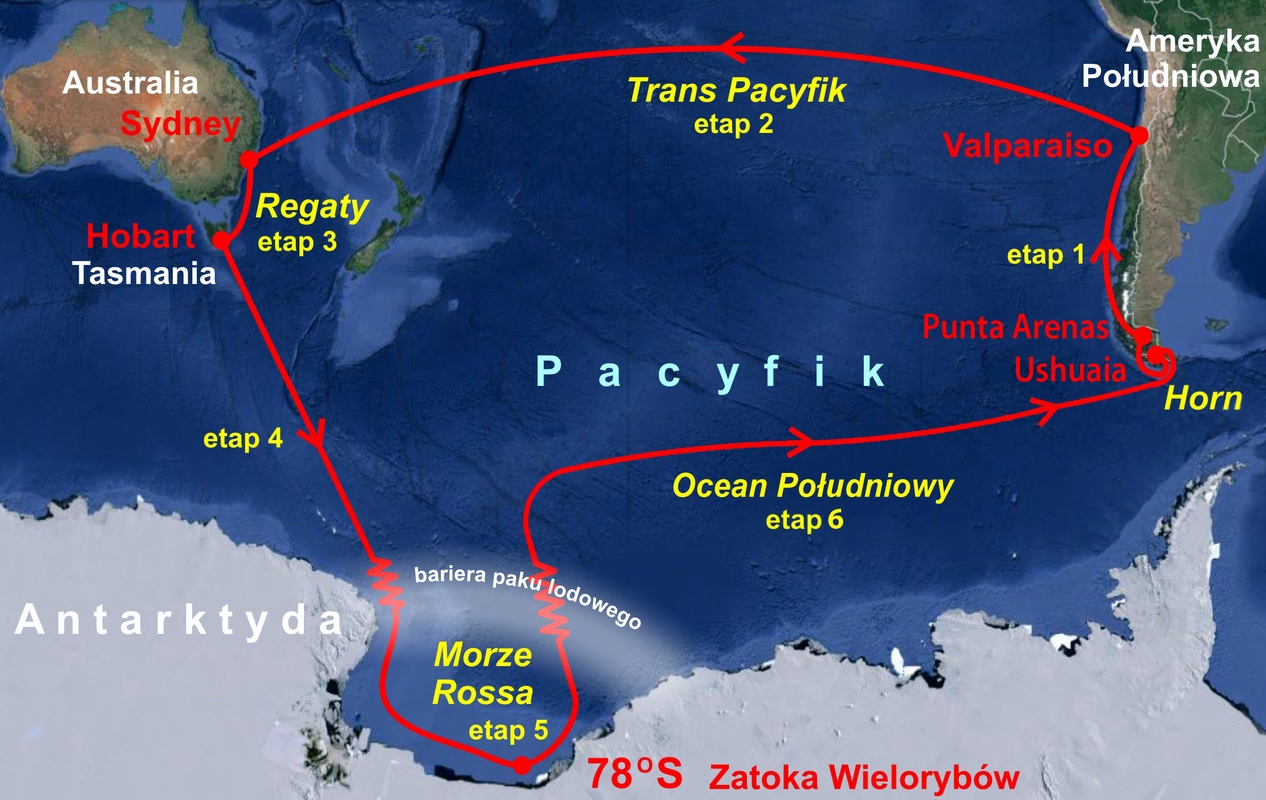 Trasa wyprawy jachtu Selma Expeditions