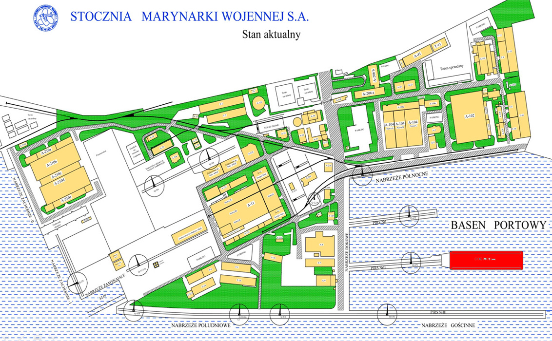 Obecne położenie doku pływającego Stoczni Marynarki Wojennej SA Obecne położenie doku pływającego Stoczni Marynarki Wojennej SA