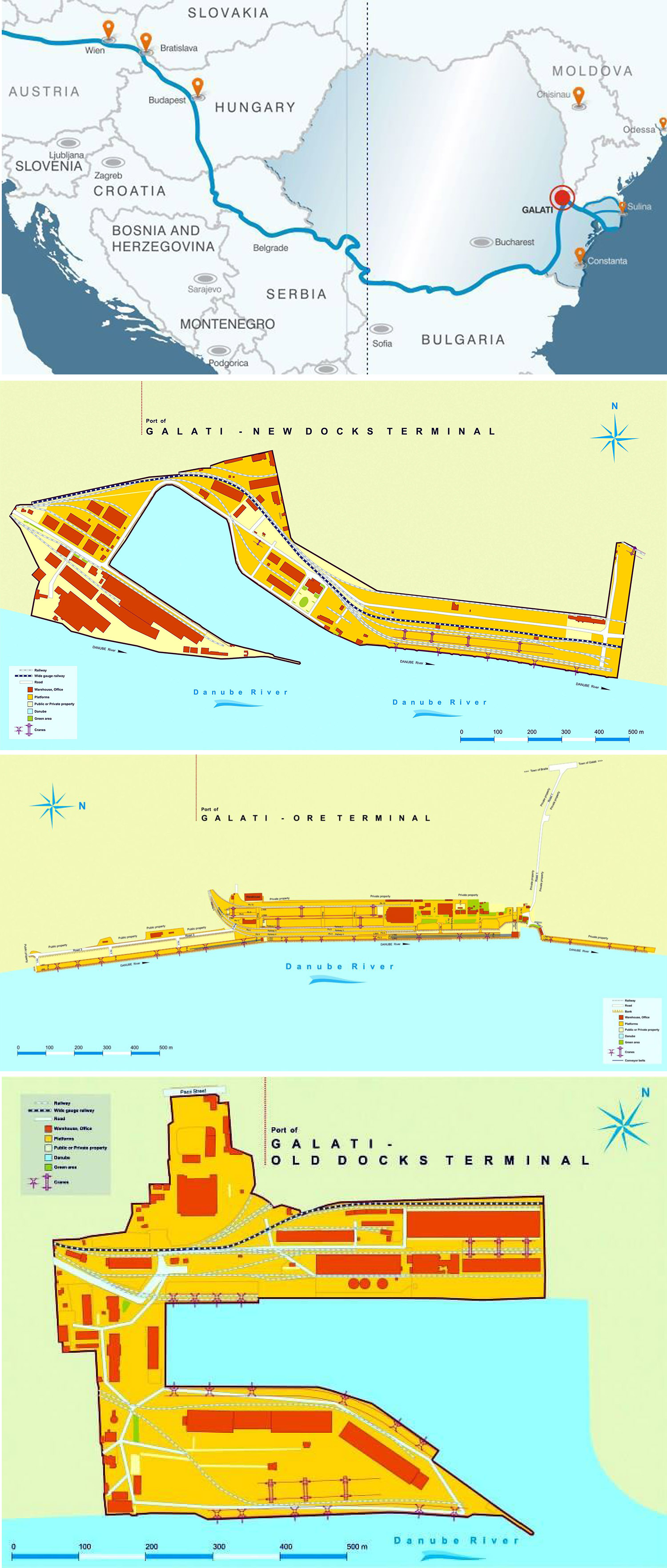 Położenie portu Gałacz i jego główne rejony / terminale