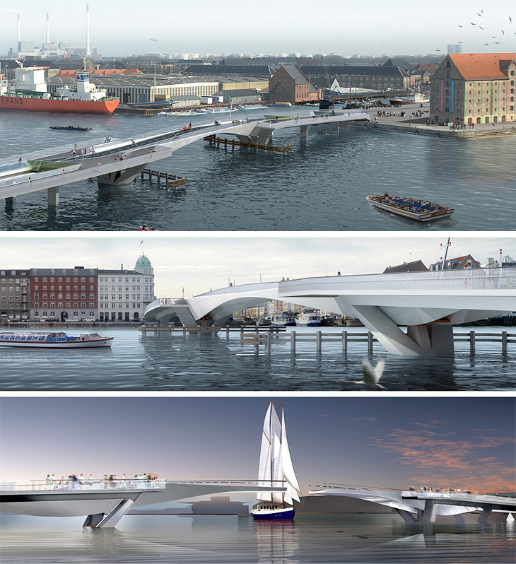 Wizualizacje architektoniczne mostu Inderhavnsbroen w Kopenhadze