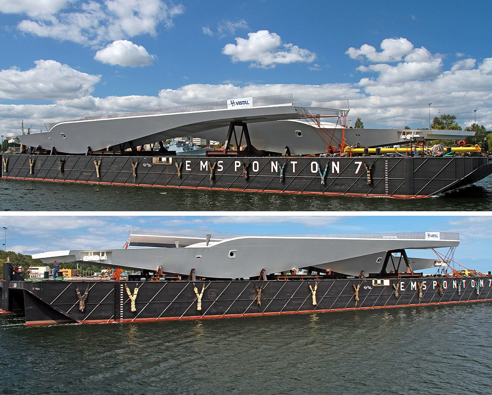 Konstrukcja mostu Inderhavnsbroen na barkopontonie Ems Ponton 7