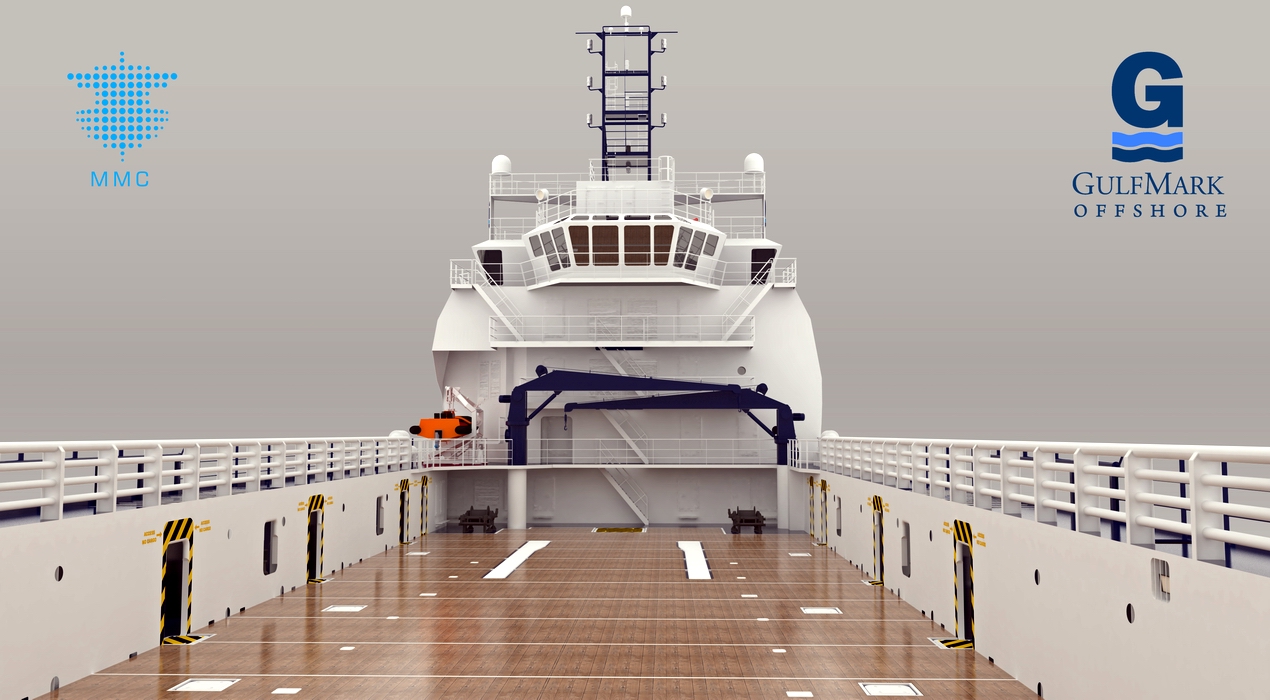Wizualizacja pokładu statku PSV budowanego w Remontowa Shipbuilding SA dla Gulf Offshore N.S.