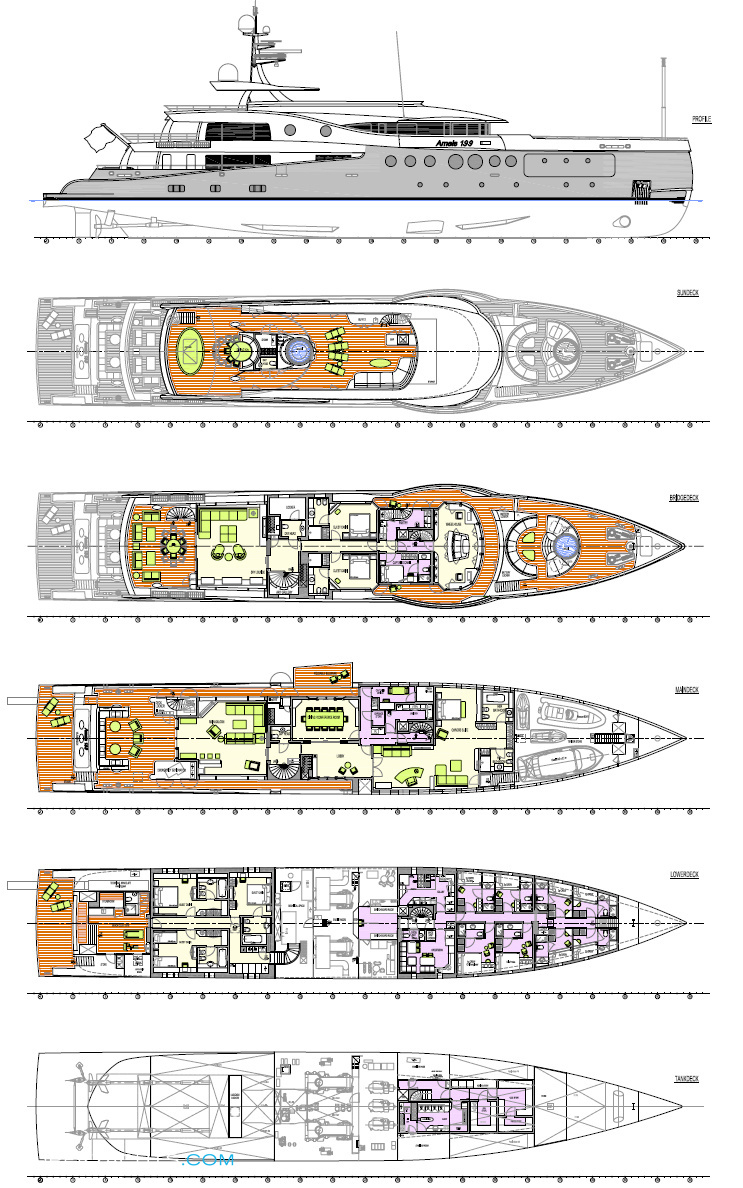 Plan ogólny superjachtu Amels Limited Edition 199