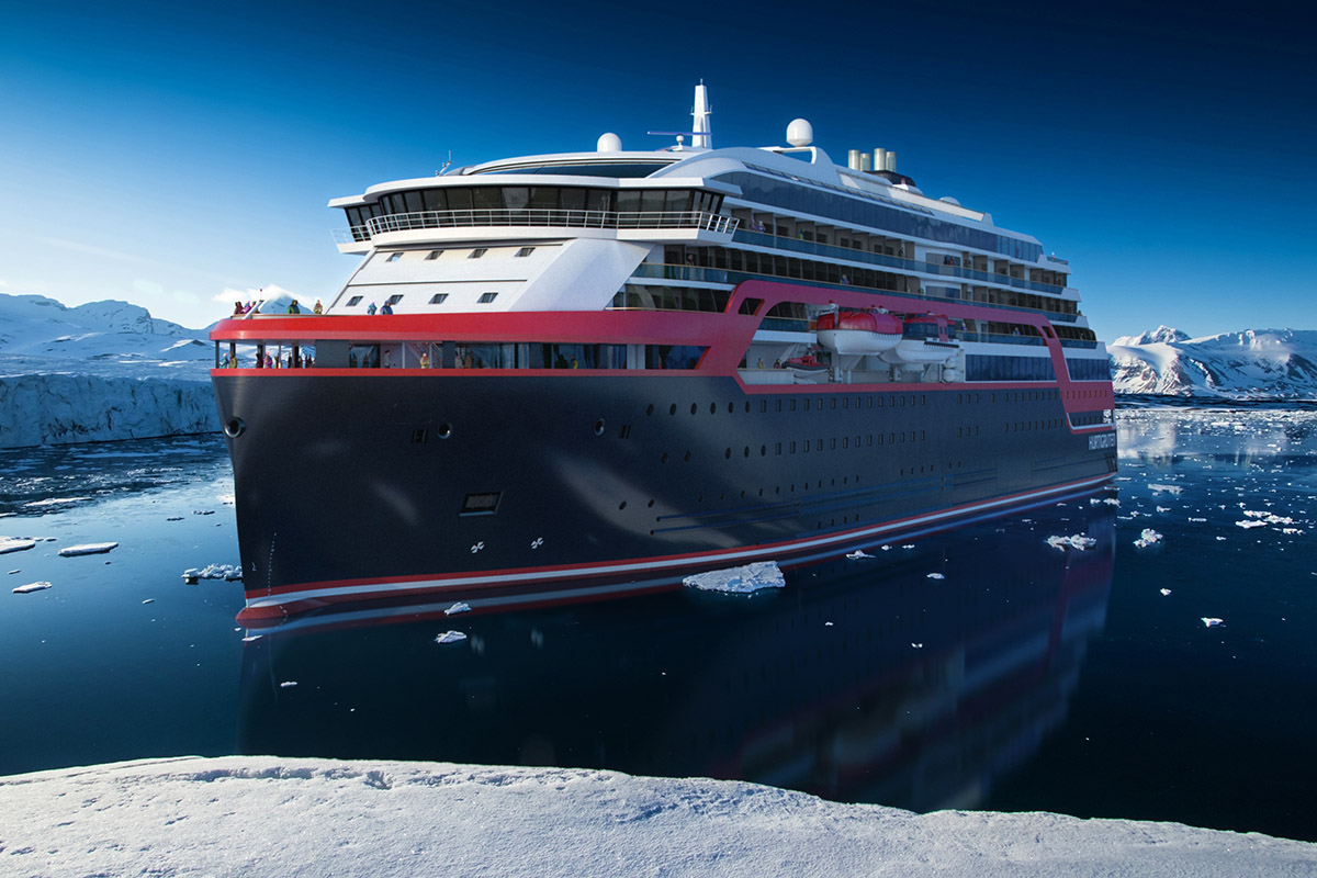 Statek ze stoczni Kleven dla Hurtigruten - renderyzacja Statki zamówione w stoczni Kleven przez Hurtigruten - renderyzacja Statek ze stoczni Kleven dla Hurtigruten - zakres dostaw Rolls-Royce Marine