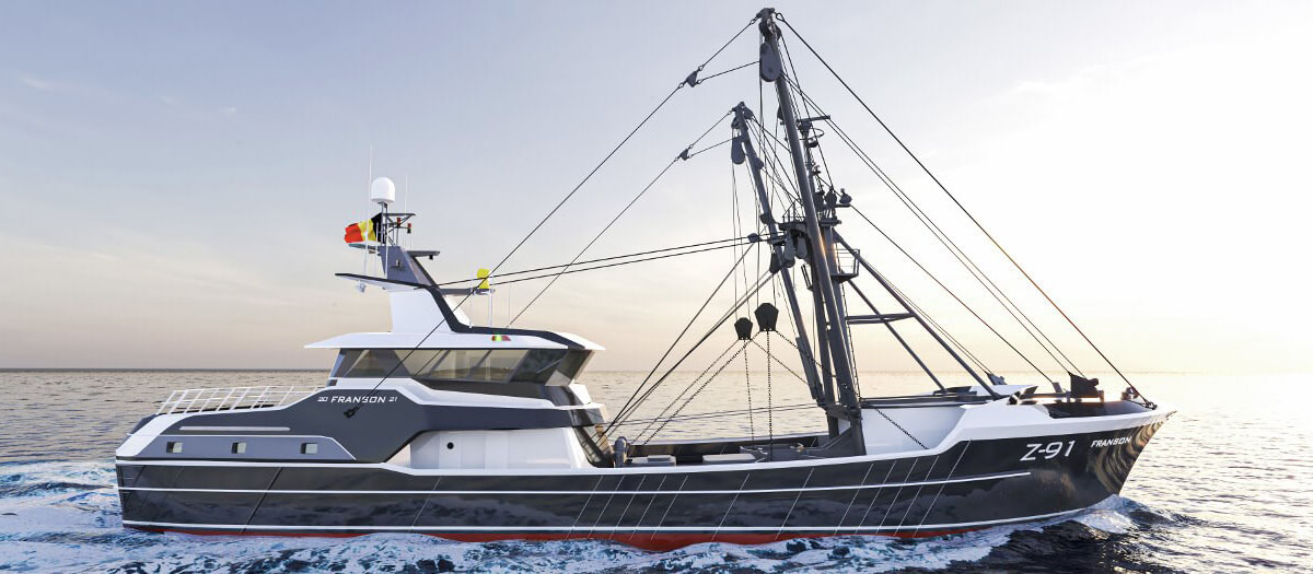 Trawler Franson stoczni Maaskant z kadłubem ze stoczni Safe - wizualizacja