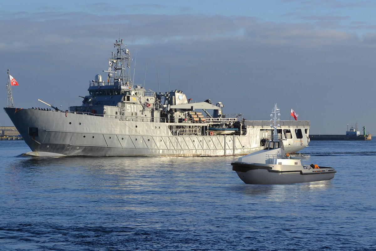 Wizualizacja holownika ofertowanego przez stocznię Remontowa Shipbuilding w przetargu dla Marynarki Wojennej
