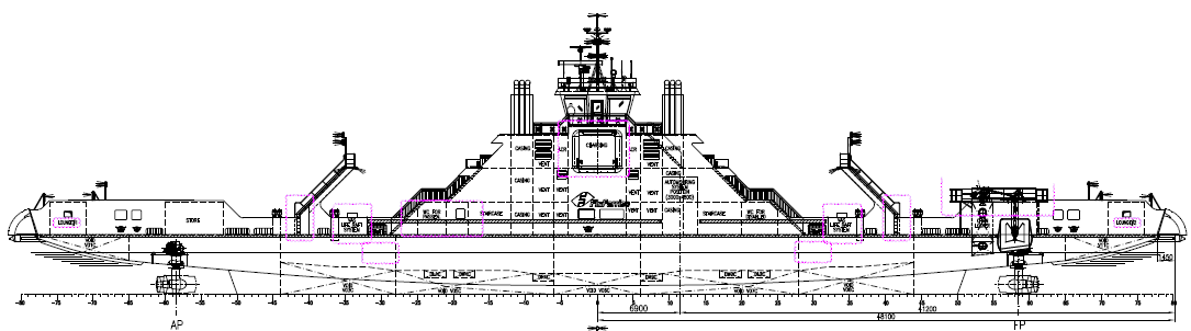 Widok boczny promu typu P31