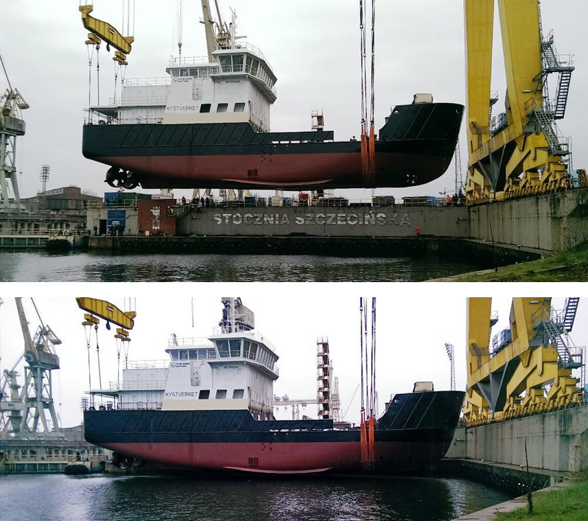 OV Bokfjord - wodowanie kadłuba w Szczecinie