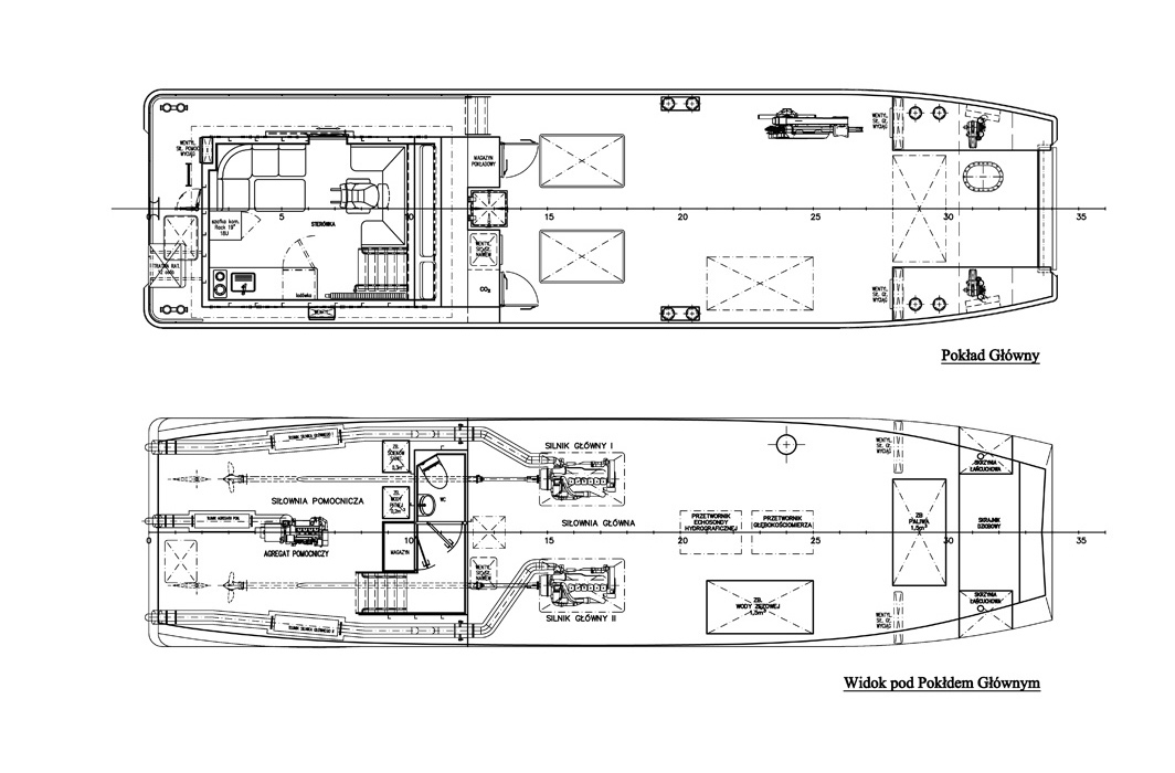 Plan ogólny statków klasy B - plan pokładów Plan ogólny statków klasy B - plan pokładów