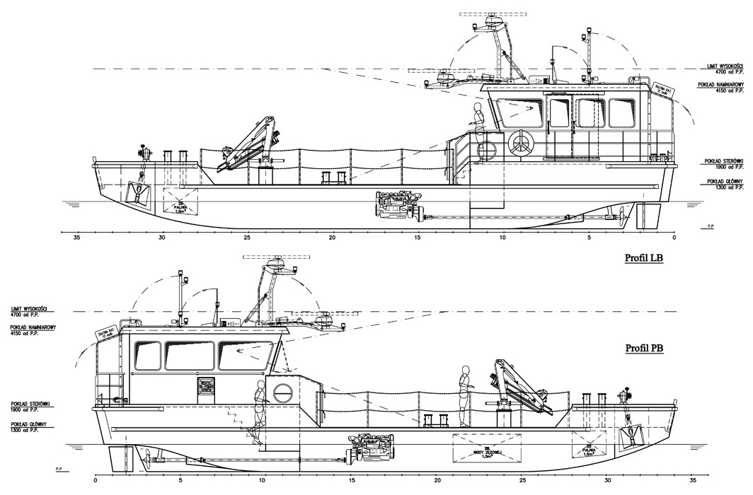 Plan ogólny statków klasy B - profile Plan ogólny statków klasy B - profile
