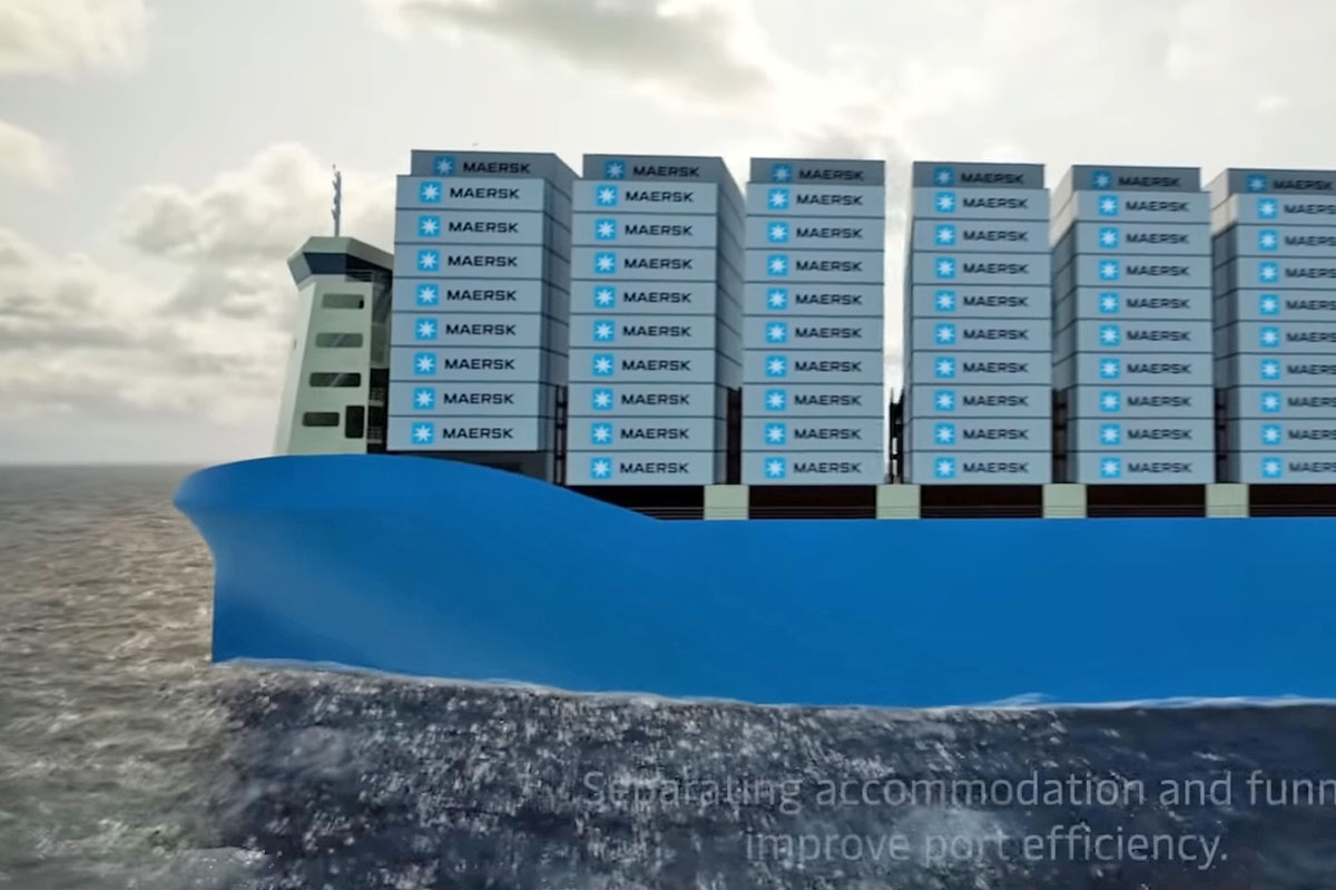 Nowa generacja dużych kontenerowców Maerska z napędem na metanol - wizualizacja