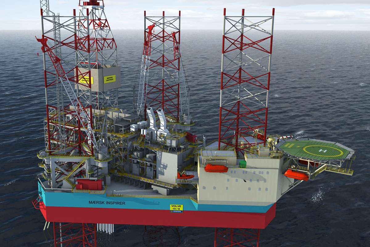 Platforma samopodnośna wiertniczo-wydobywcza Maersk Inspirer - wizualizacja