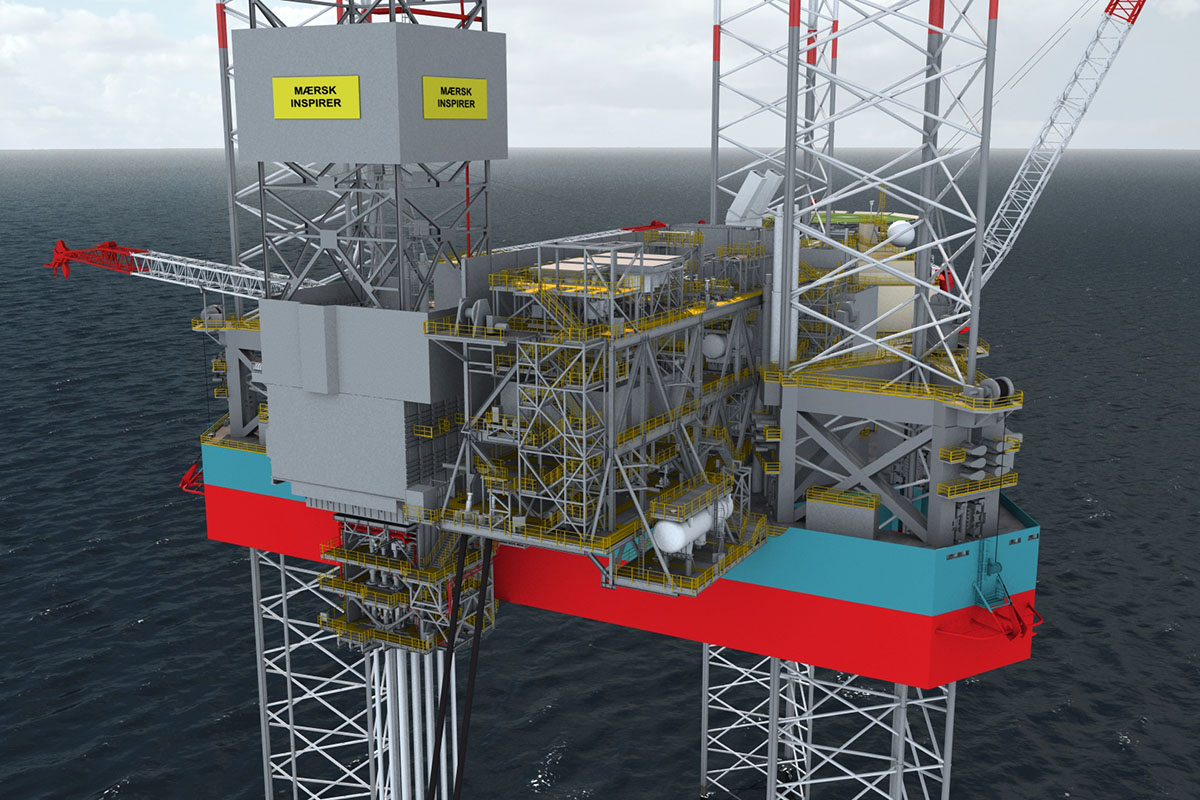 Platforma samopodnośna wiertniczo-wydobywcza Maersk Inspirer - wizualizacja