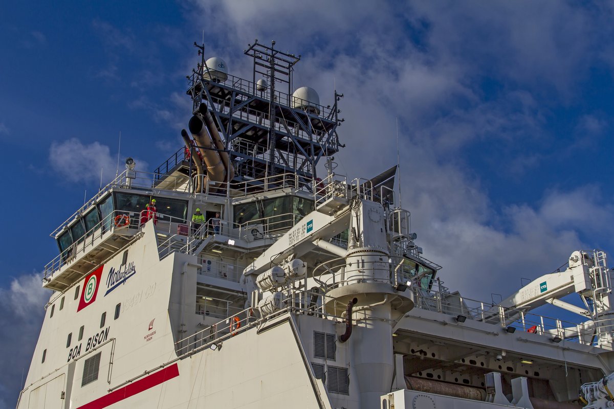 Nadbudówka jednego ze statków BOA Offshore cumujących przy nab. Angielskim w Gdyni
