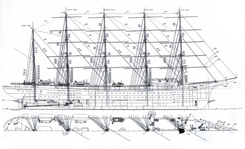 Plan ogólny nowego żaglowca wycieczkowego Star Clippers