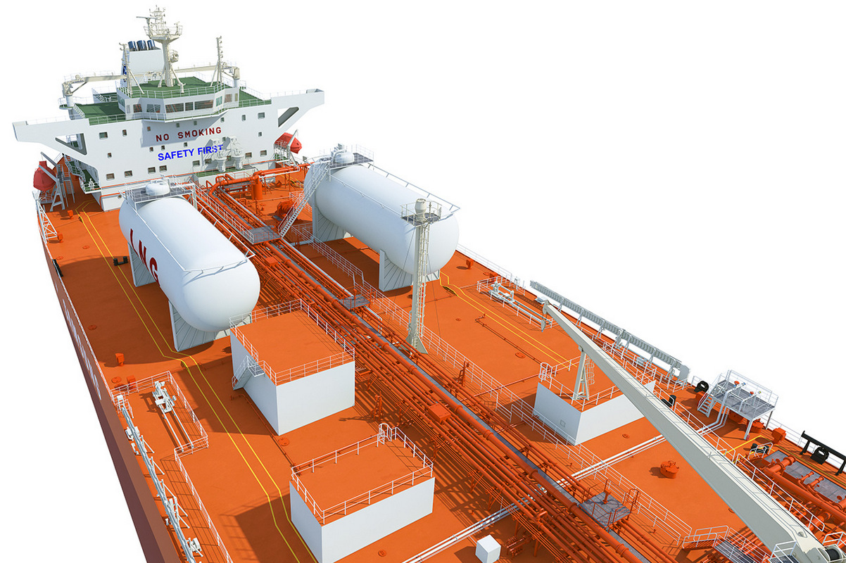 Zbiornikowiec AET klasy aframax z napędem LNG - wizualizacja