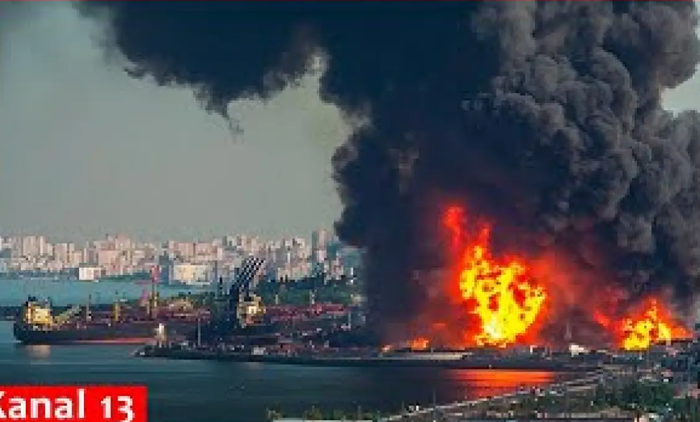 Po ataku dronów płonie statek w porcie Primorsk nad Bałtykiem