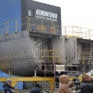 Uroczystość położenia stępki pod budowę ORP Rybitwa