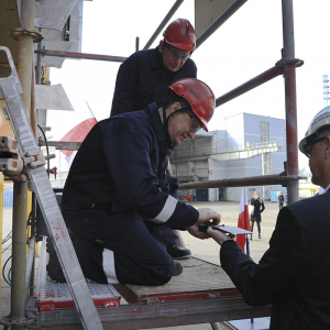 Uroczystość położenia stępki pod budowę ORP Rybitwa