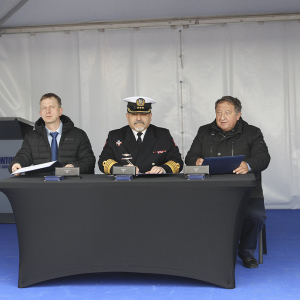 Uroczystość położenia stępki pod budowę ORP Rybitwa