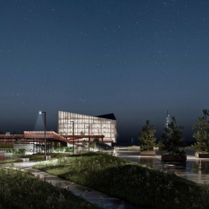 Wizualizacje nowego terminalu i terenów wokół niego.