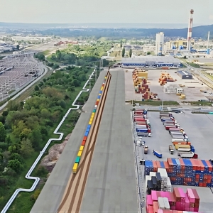 Wizualizacja terminalu intermodalnego w Porcie Gdynia.