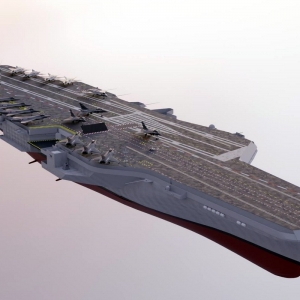 Wizualizacja lotniskowca PANG. Ilustr.: Rama, Wikimedia Commons, CC BY-SA 3.0 FR