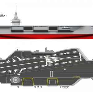 Wizualizacja lotniskowca PANG. Ilustr.: Rama, Wikimedia Commons, CC BY-SA 3.0 FR