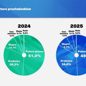 Struktura przeładunków 2024 - 2025 w Porcie Gdańsk
