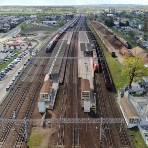 Widok z góry na stację Pruszcz Gdański. Fot. Szymon Danielek/PLK