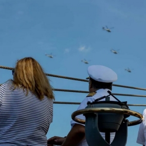 Dar Młodzieży podczas International Parade of Sail, w Nowym Jorku 4 lipca 2026 roku.  Fot. Adrian Dopke