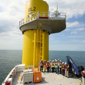 Instalacja monopali i elementów pomocniczych na morskiej farmie wiatrowej Baltica 2 w Ustce.