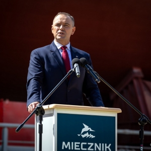 Uroczystość nadania imienia Wicher pierwszej fregacie budowanej w ramach programu Miecznik.
