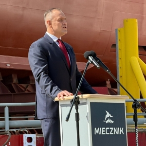 Uroczystość nadania imienia Wicher pierwszej fregacie budowanej w ramach programu Miecznik.