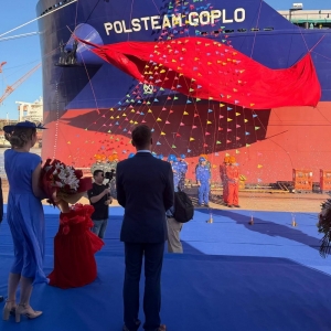Uroczystość przekazania i chrztu masowca Polsteam Gopło. Fot.: PŻM/FB