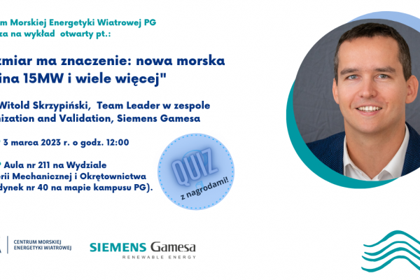 Centrum Morskiej Energetyki Wiatrowej PG zaprasza na wykład otwarty