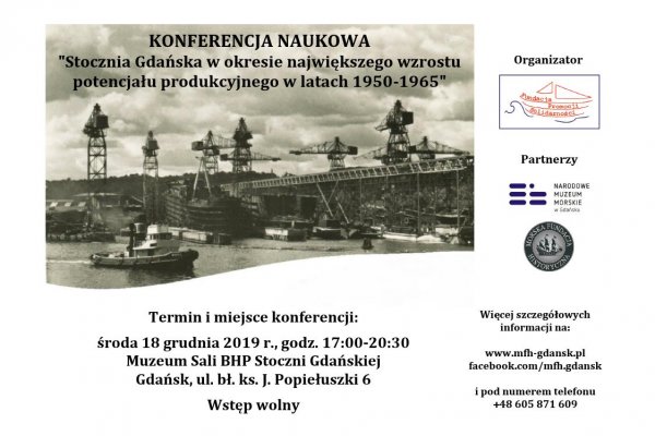 Konferencja naukowa o działalności produkcyjnej dawnej Stoczni Gdańskiej