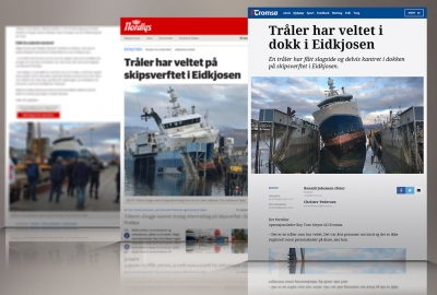 Statek rybacki przechylił się w doku norweskiej stoczni