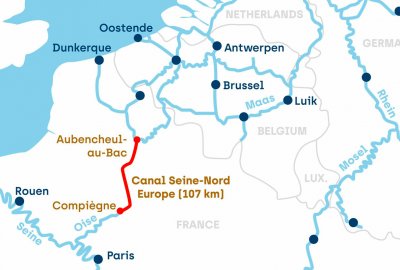 Trwa budowa kanału Sekwana - Północ Europy; koszt 5,1 mld euro; głębokość 4,5 metra...