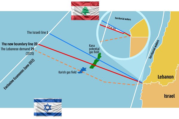Prezydent Libanu i rząd Izraela zatwierdzili umowę określającą granicę morską pomiędzy ...