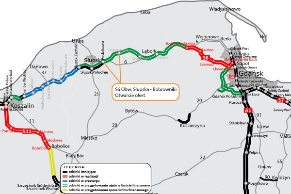 Przyspiesza budowa drogi ekspresowej S6 - znane oferty wykonawców ostatniego odcinka na...