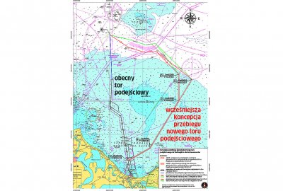 Jedna z wcześniejszych (nie potwierdzana obecnie oficjalnie jako obowiązująca) koncepcja przebiegu głębokościowego toru podejściowego ''Nowy tor podejściowy portu Świnoujście dla baltimaxów'' - dyr. Urzędu Morskiego