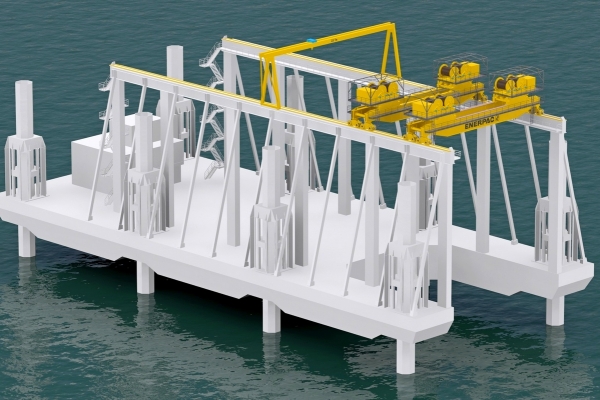 Największa ''morska'' suwnica pomostowa, dla barki samopodnośnej budowanej w Gdyni - ju...