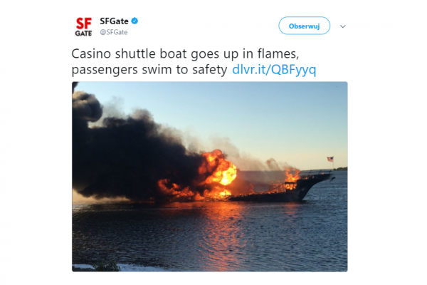 Uratowano 50 osób z płonącego promu u wybrzeży Florydy