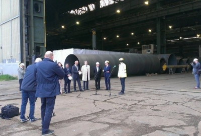 Minister Skarbu Państwa z wizytą na terenie Stoczni Gdańsk