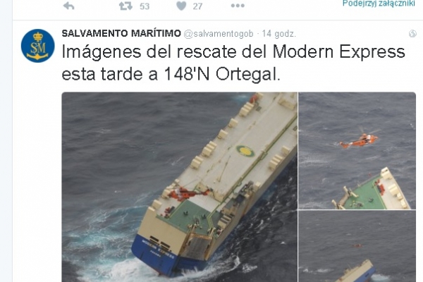 AKTUALIZACJA: Nieudane próby zapanowania nad Modern Express. Jednostka wciąż dryfuje [V...