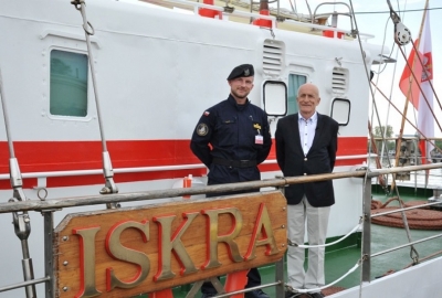 Mgr inż. Zygmunt Choreń na pokładzie ORP Iskra